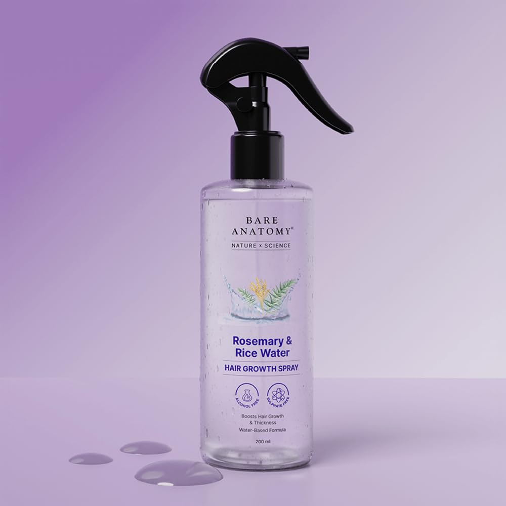 Nature x Science Rosemary Water Spray for Hair Growth &amp; Hair Thickness with Rice Water | 100% Natural Extract | Soft &amp; Smooth Hair | Controls Hairfall &amp; Adds Shine | Non-Greasy &amp; Fast Absorbing | 200 ml - product image 1