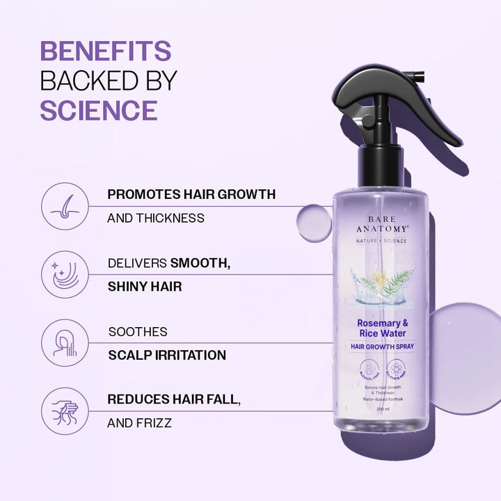 Nature x Science Rosemary Water Spray for Hair Growth &amp; Hair Thickness with Rice Water | 100% Natural Extract | Soft &amp; Smooth Hair | Controls Hairfall &amp; Adds Shine | Non-Greasy &amp; Fast Absorbing | 200 ml - product image 5