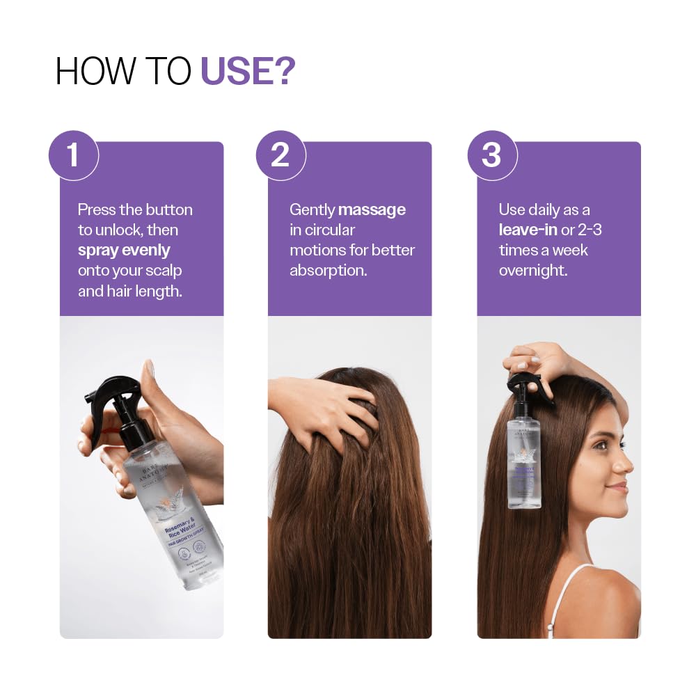 Nature x Science Rosemary Water Spray for Hair Growth &amp; Hair Thickness with Rice Water | 100% Natural Extract | Soft &amp; Smooth Hair | Controls Hairfall &amp; Adds Shine | Non-Greasy &amp; Fast Absorbing | 200 ml - product image 3