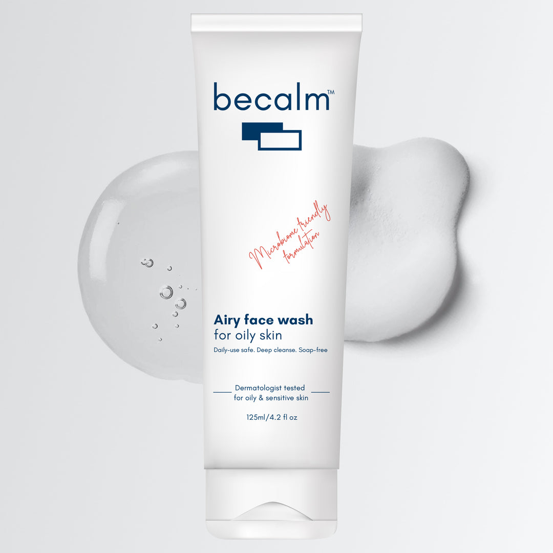 Becalm Airy Face Wash - 125 ml tube with gel and foam