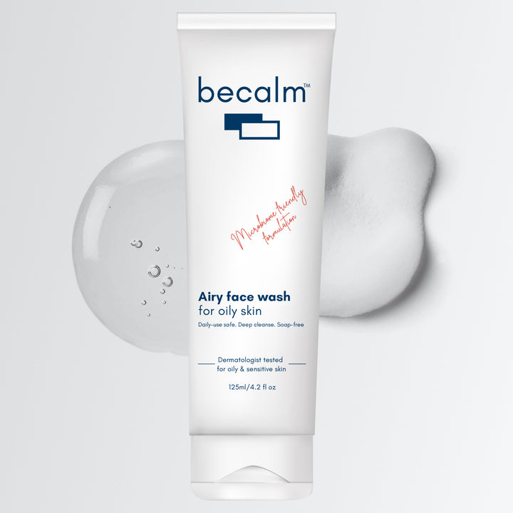 Becalm Airy Face Wash - 125 ml tube with gel and foam