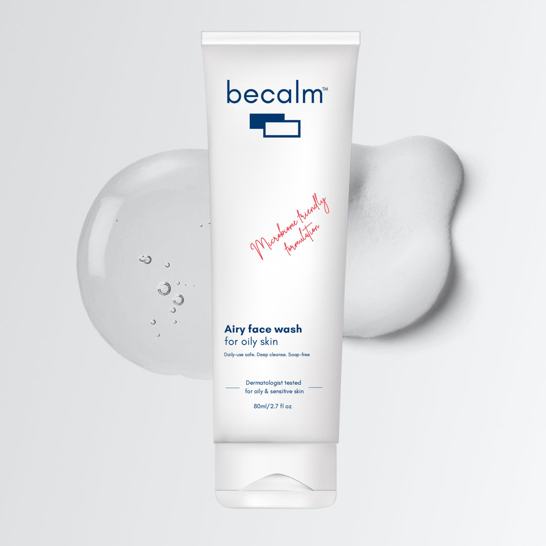 Becalm Airy Face Wash - 80 ml tube with gel and foam
