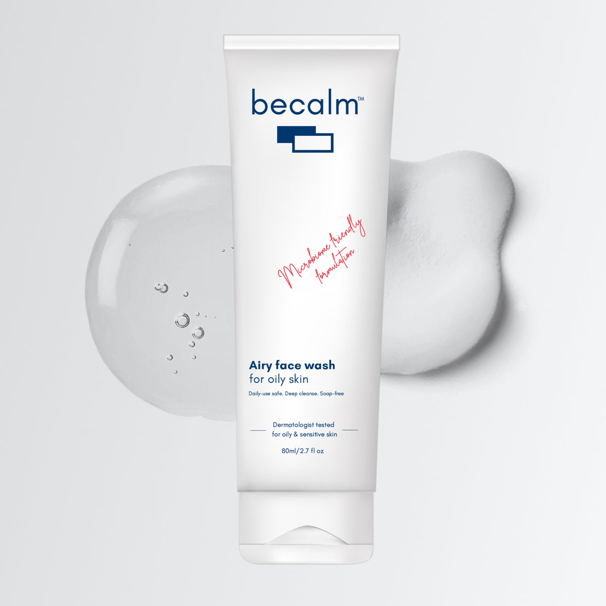 Becalm Airy Face Wash - 80 ml tube with gel and foam