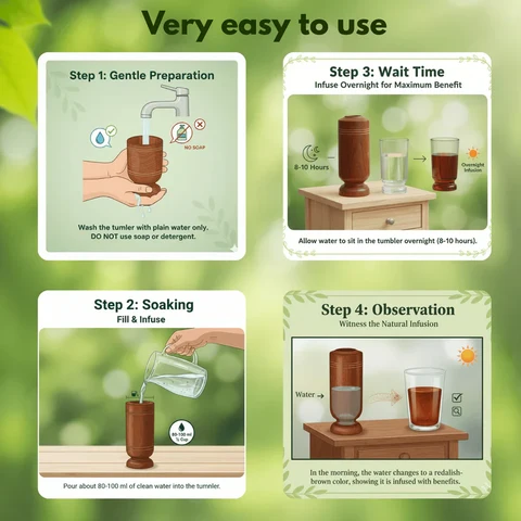 How to use Vijaysar wooden water glass for overnight water infusion