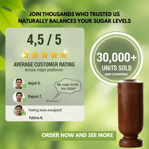 Vijaysar wooden water glass customer ratings and product trust graphic