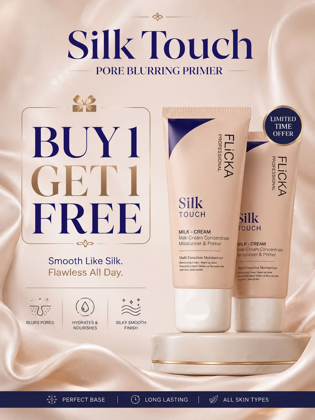 FLiCKA Silk Touch Milk-Cream Moisturizer &amp; Makeup Primer - 60 g