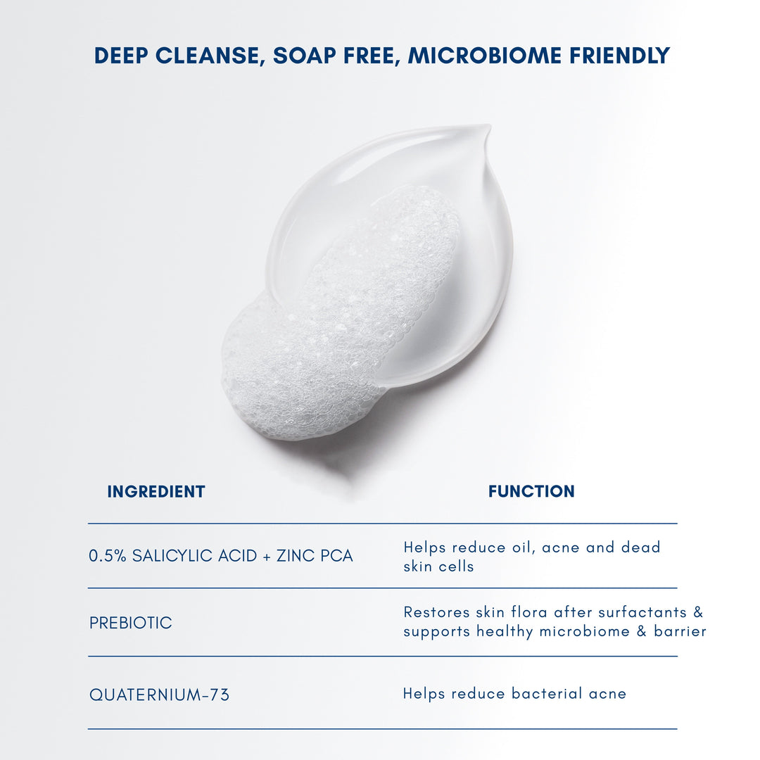 Becalm Airy Face Wash - cleansing and microbiome features