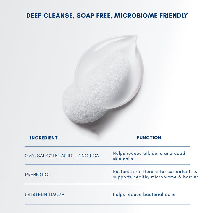 Becalm Airy Face Wash - cleansing and microbiome features